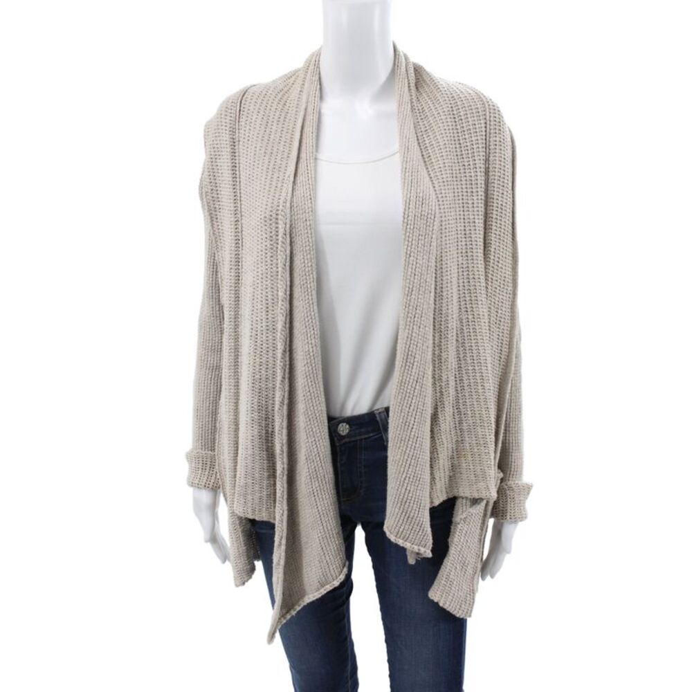 James Perse Unisex Beige Cotton Linen Bohemian Cardigan Long Sleeve Size 3